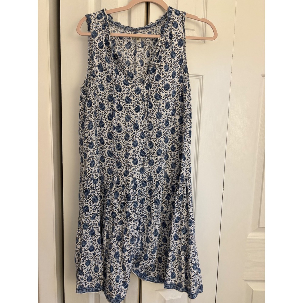 Max Studio Blue & White Floral Tiered Dress – Size Medium – Boho Style - Picture 3 of 8